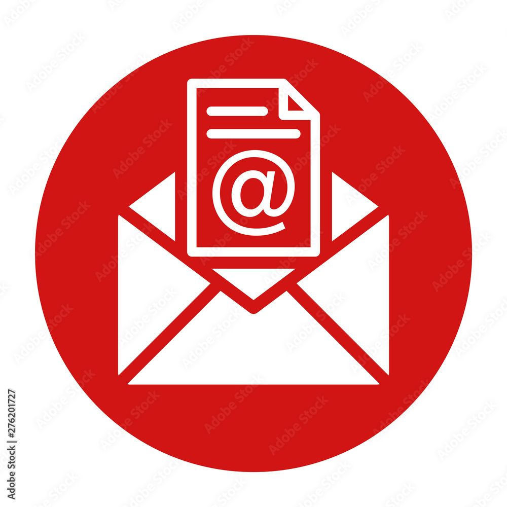 Newsletter email icon flat red round button vector illustration Newsletter email icon flat red round button vector illustration