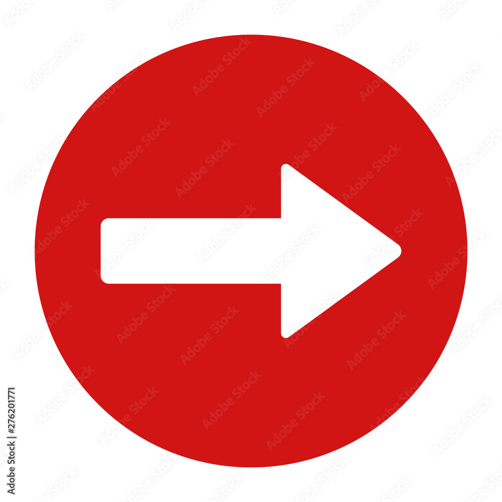 Next arrow icon flat red round button vector illustration Next arrow icon flat red round button vector illustration