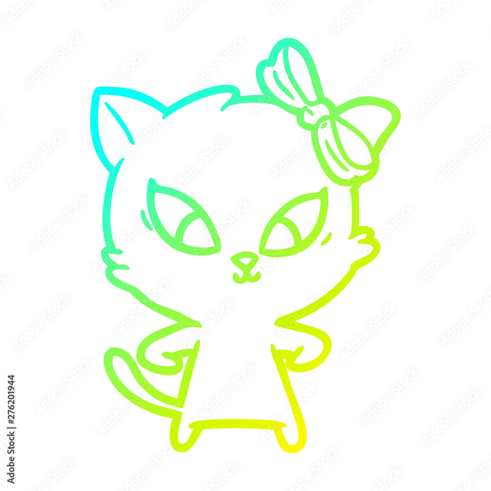 cold gradient line drawing cartoon cat cold gradient line drawing cartoon cat