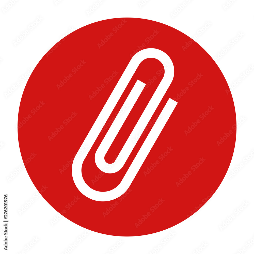 Paper clip icon flat red round button vector illustration Paper clip icon flat red round button vector illustration
