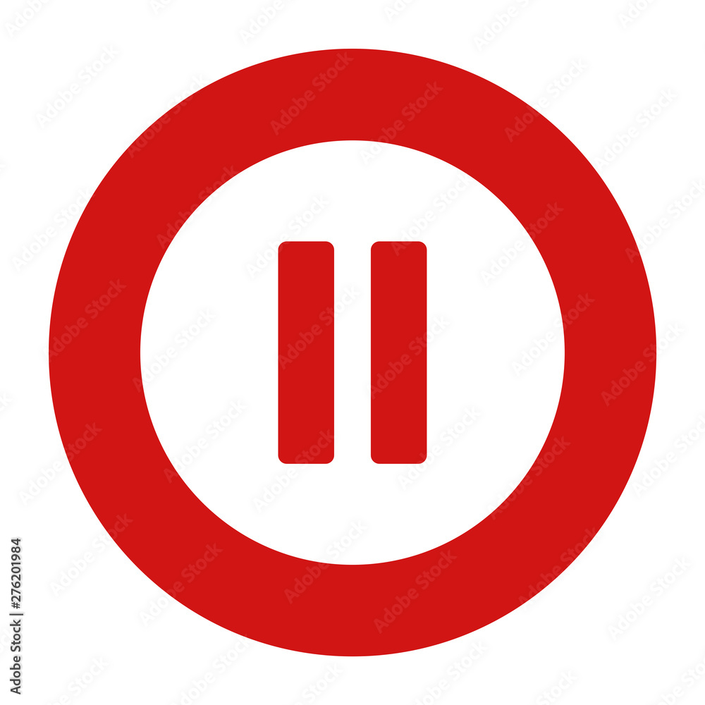 Pause icon flat red round button vector illustration Stock Vector ...