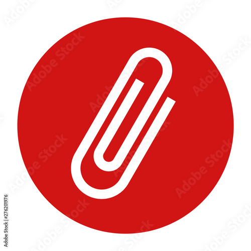 Free Download Paper clip icon flat red round button vector illustration - GFXLoad