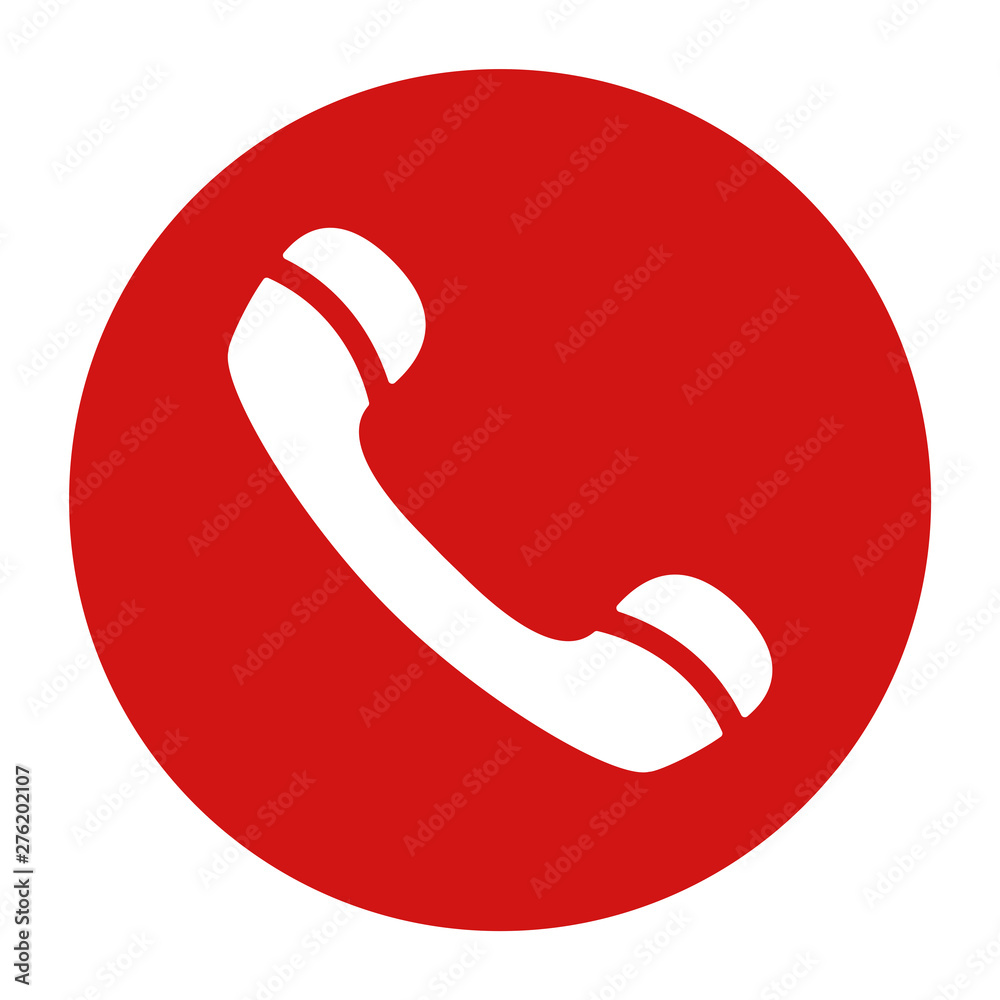 Phone icon flat red round button vector illustration Phone icon flat red round button vector illustration