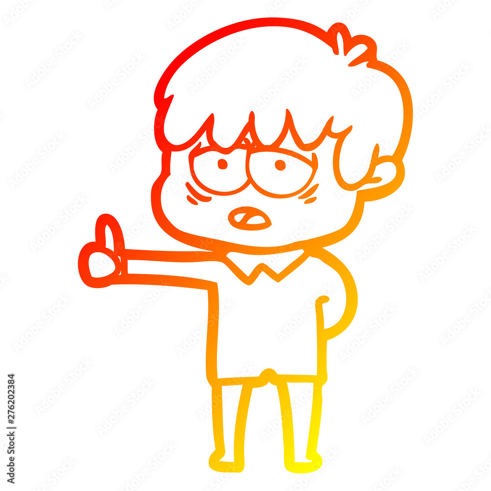 warm gradient line drawing cartoon exhausted boy warm gradient line drawing cartoon exhausted boy