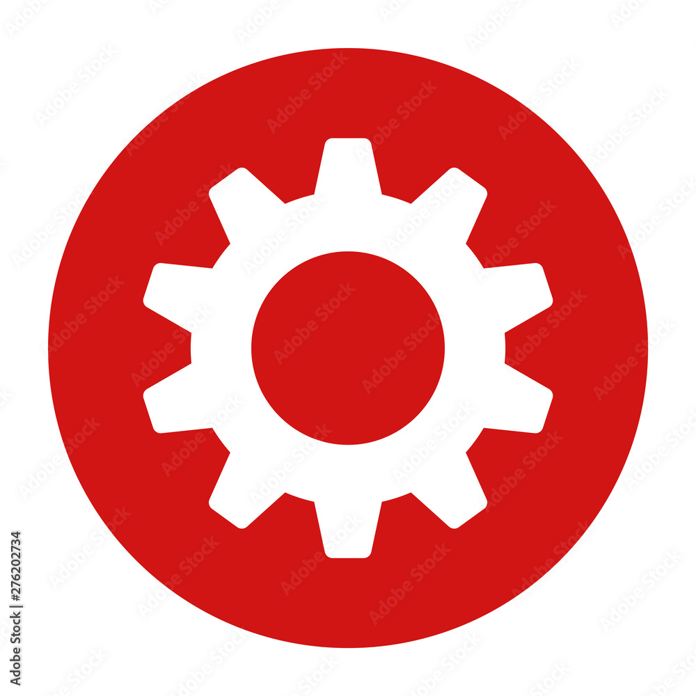 Settings icon flat red round button vector illustration Settings icon flat red round button vector illustration