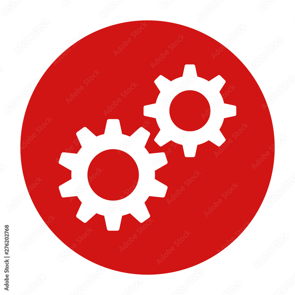 Settings process icon flat red round button vector illustration Settings process icon flat red round button vector illustration