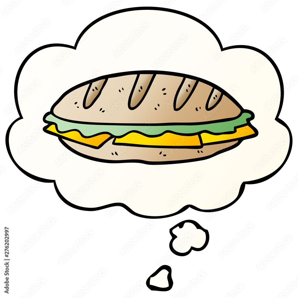 cartoon cheese sandwich and thought bubble in smooth gradient style cartoon cheese sandwich and thought bubble in smooth gradient style