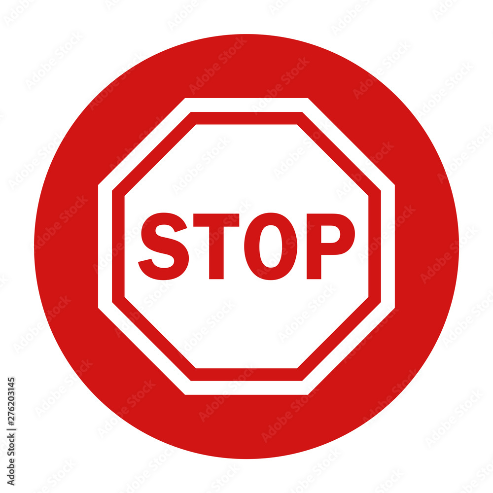 Stop sign icon flat red round button vector illustration Stop sign icon flat red round button vector illustration