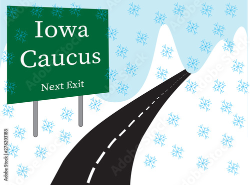 Fotografie, Obraz Iowa Caucus roadside illustrated placard