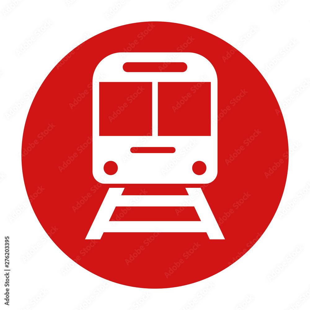 Train icon flat red round button vector illustration Train icon flat red round button vector illustration