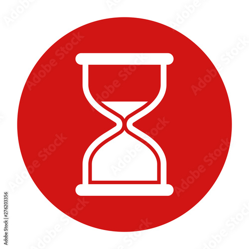 Timer sand hourglass icon flat red round button vector illustration