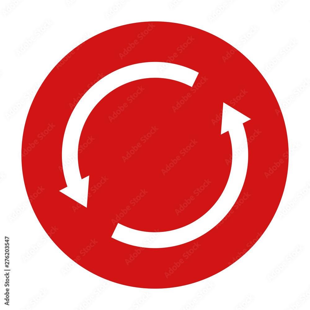 Update arrow icon flat red round button vector illustration Update arrow icon flat red round button vector illustration
