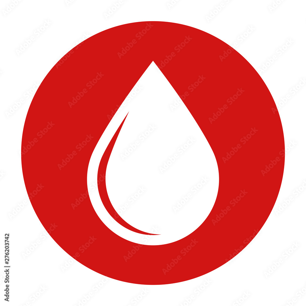 Water drop icon flat red round button vector illustration Water drop icon flat red round button vector illustration