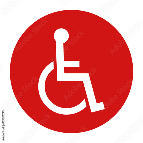 Wheelchair handicap icon flat red round button vector illustration