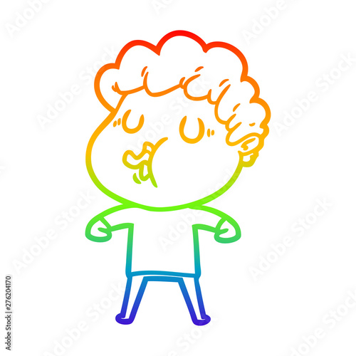 rainbow gradient line drawing cartoon man singing