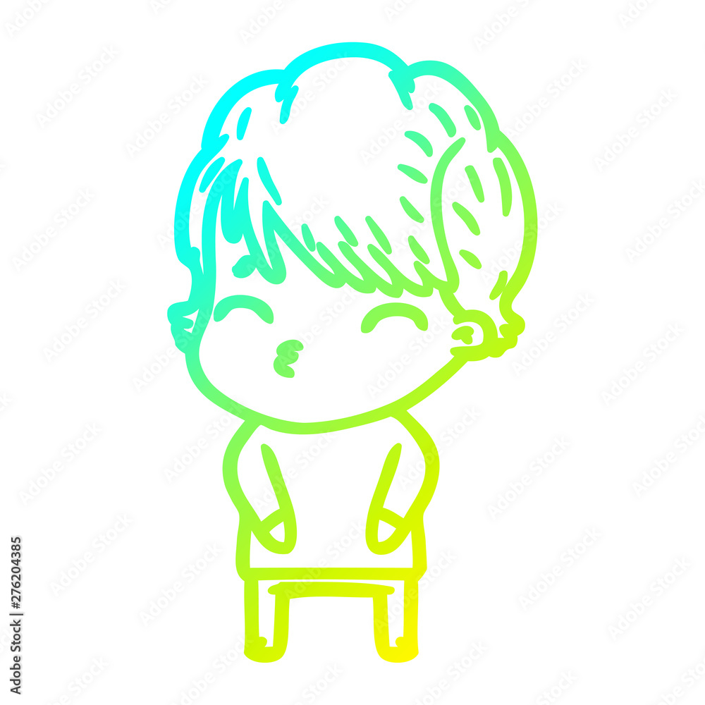 cold gradient line drawing cartoon woman thinking cold gradient line drawing cartoon woman thinking
