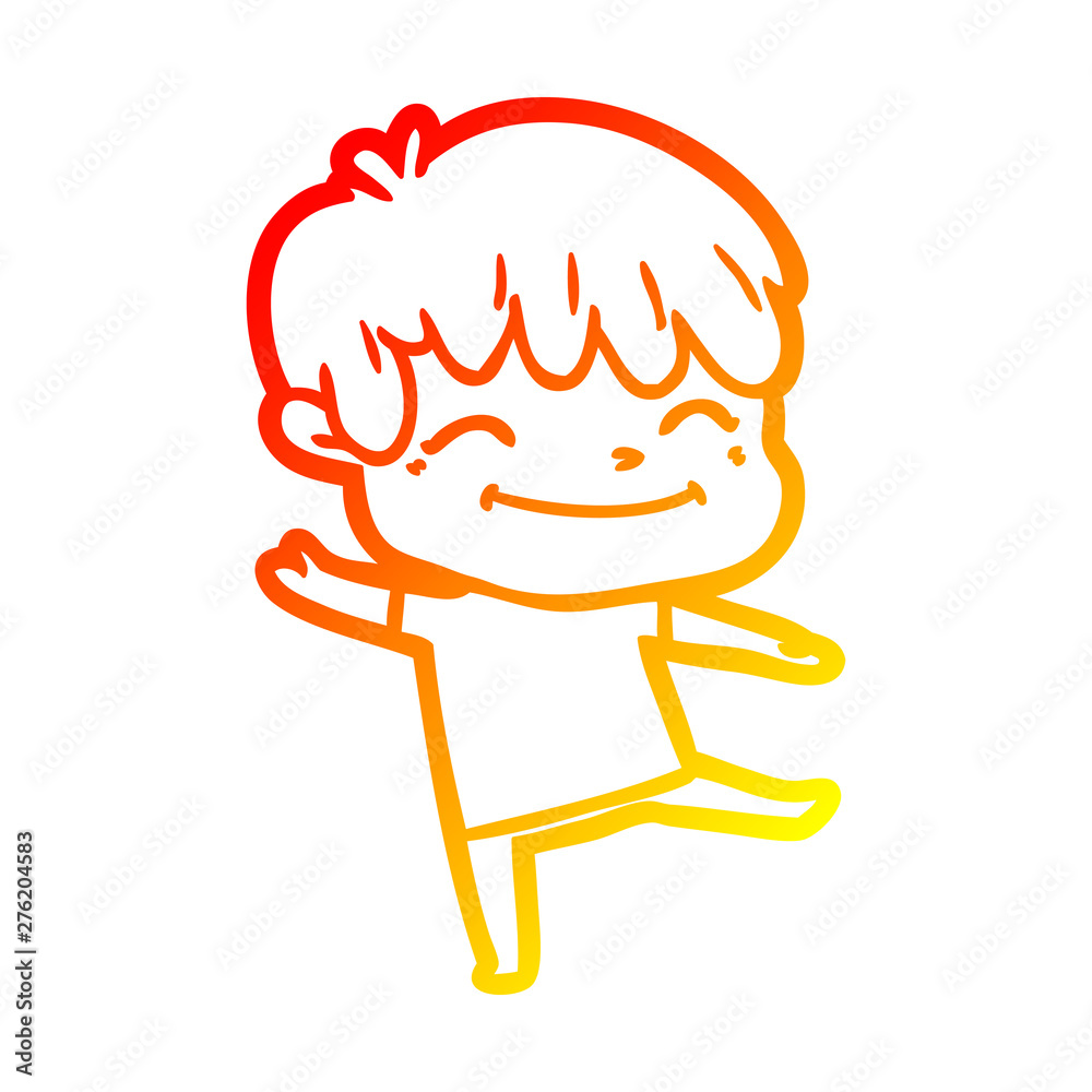 warm gradient line drawing happy cartoon boy warm gradient line drawing happy cartoon boy