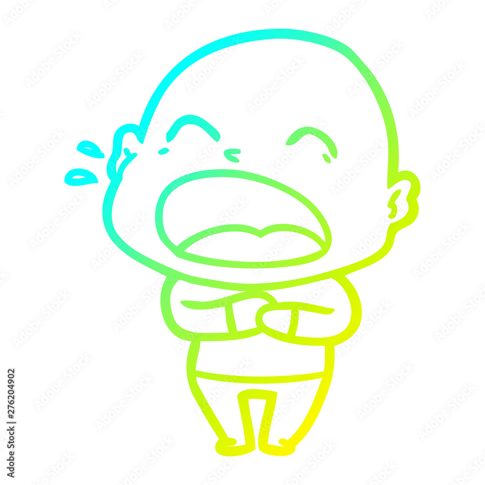 Obraz premium cold gradient line drawing cartoon shouting bald man
