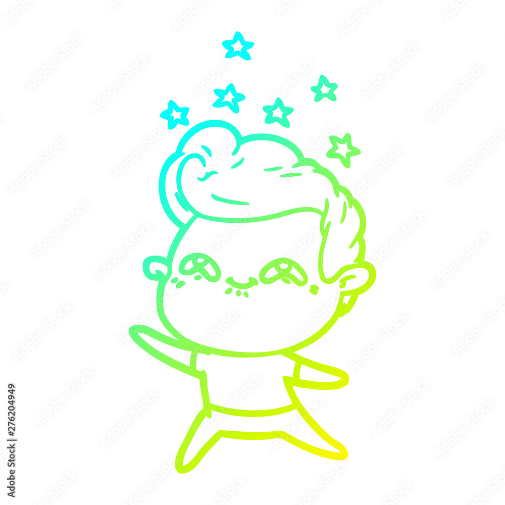 cold gradient line drawing cartoon excited man cold gradient line drawing cartoon excited man