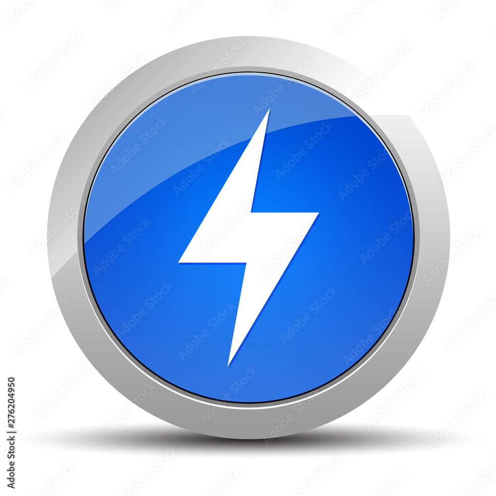 Electric bolt icon blue round button illustration Electric bolt icon blue round button illustration