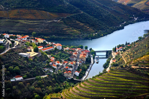 Pinhao town and Douro river, in the heart of Alto Douro Wine Region (UNESCO World Heritage, Site), Porto e Norte, Portugal 