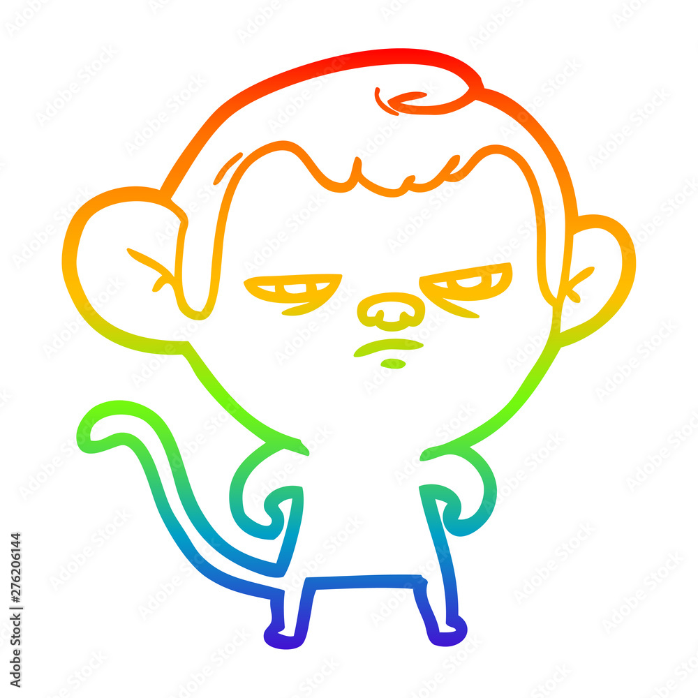 rainbow gradient line drawing cartoon monkey rainbow gradient line drawing cartoon monkey