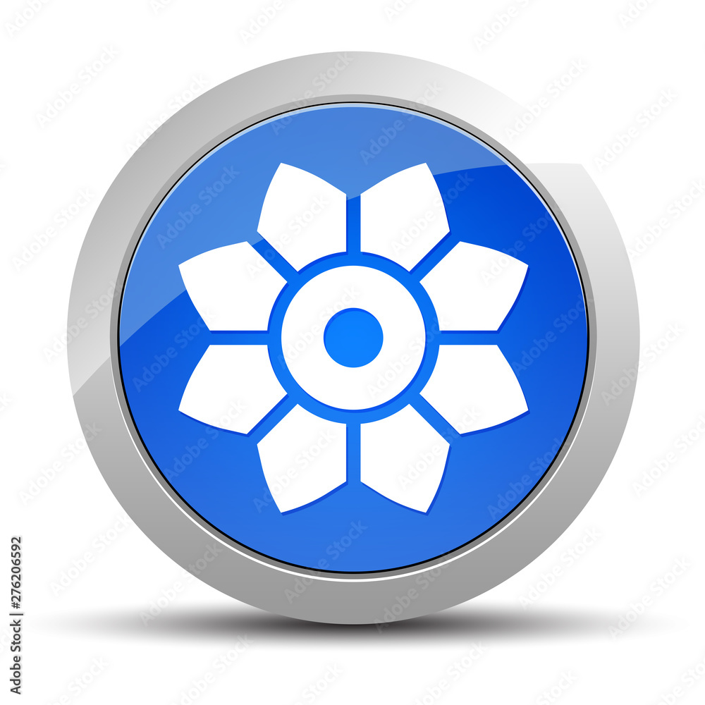Leafy flower icon blue round button illustration Leafy flower icon blue round button illustration