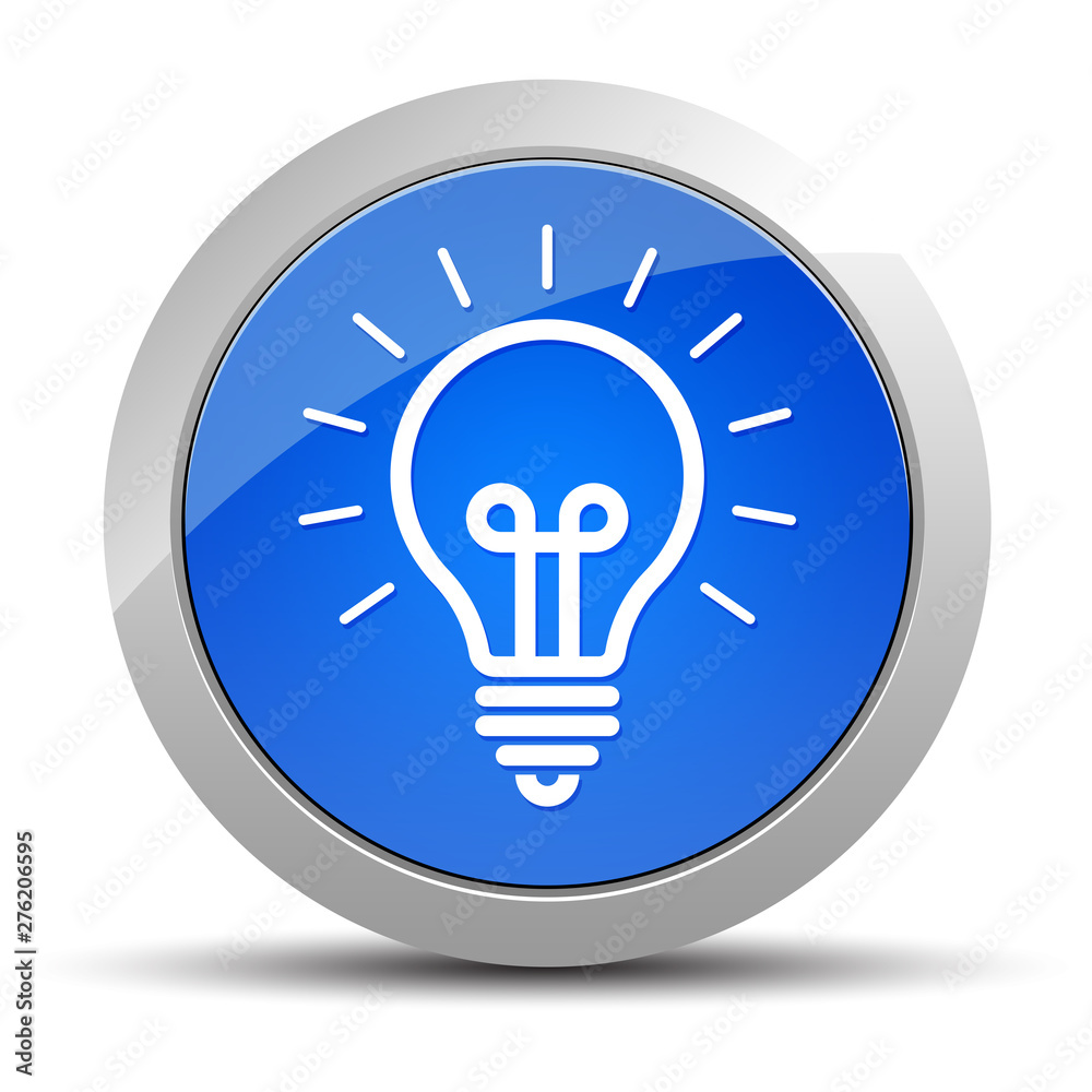 Lightbulb icon blue round button illustration Lightbulb icon blue round button illustration
