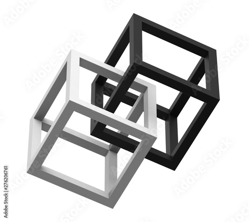 Abstract volume geometric structure. 3d illustration.