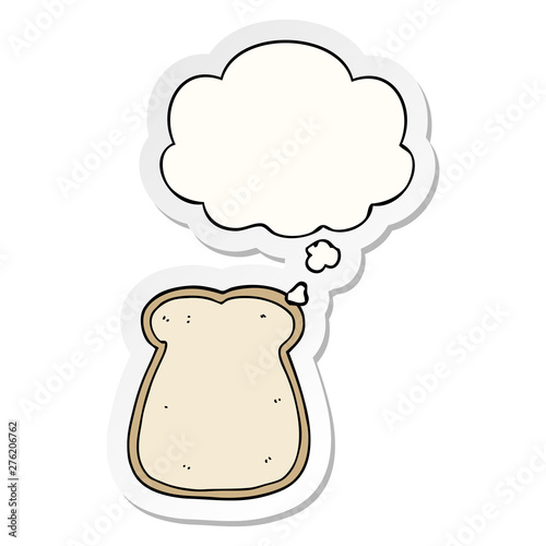 cartoon slice of bread and thought bubble as a printed sticker