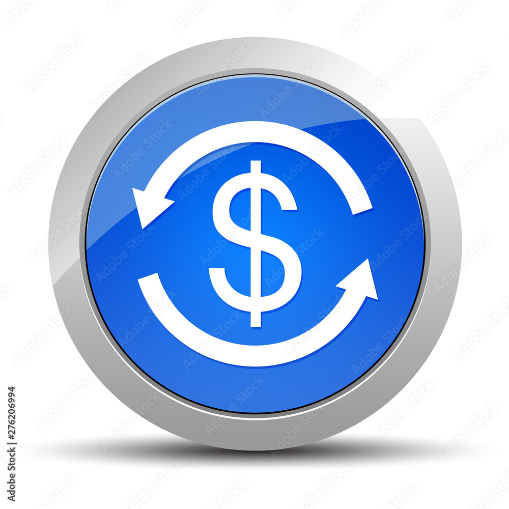 Money exchange dollar sign icon blue round button illustration Money exchange dollar sign icon blue round button illustration