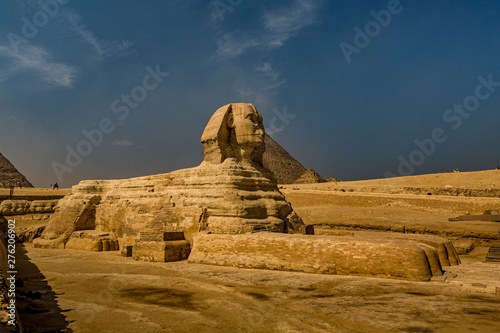 Great pyramid of Cheops and Sphinx in Giza plateau. Cairo  Egypt