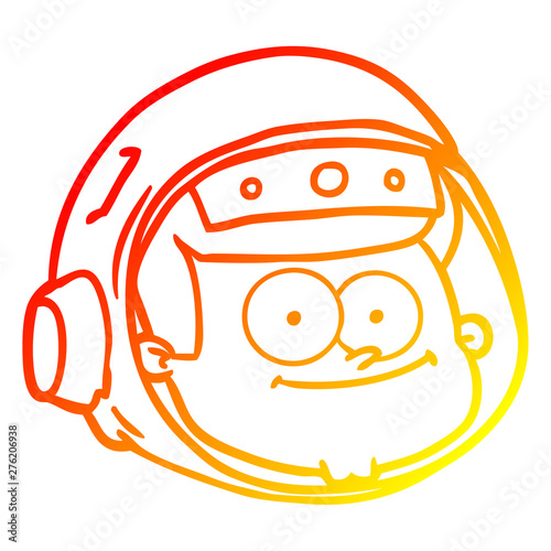 warm gradient line drawing cartoon astronaut face