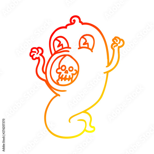 warm gradient line drawing spooky cartoon ghost