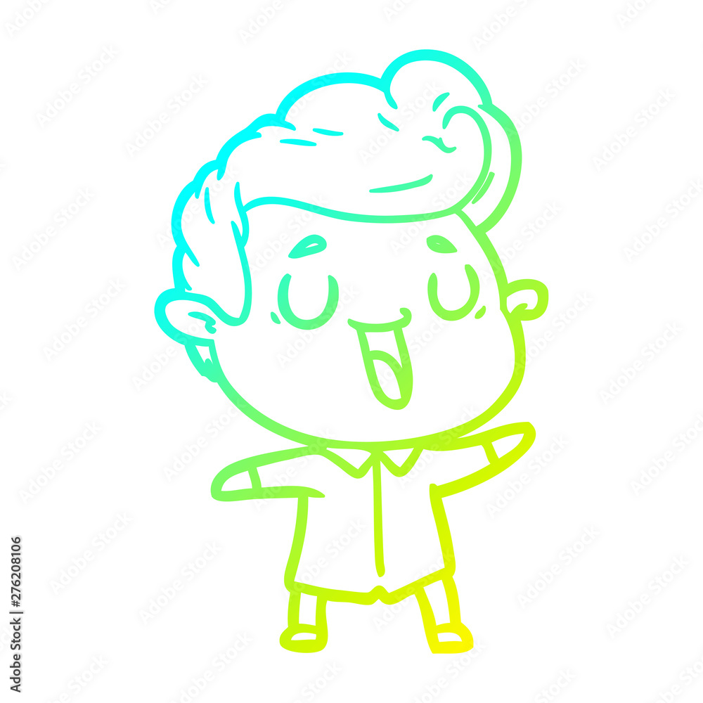 cold gradient line drawing happy cartoon man cold gradient line drawing happy cartoon man