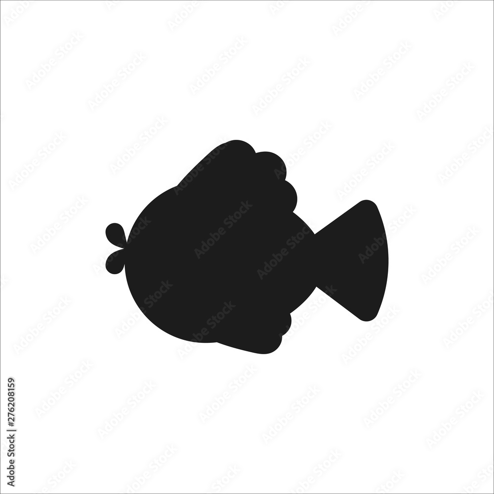 Silhouette of fish. Flat style icon for logo