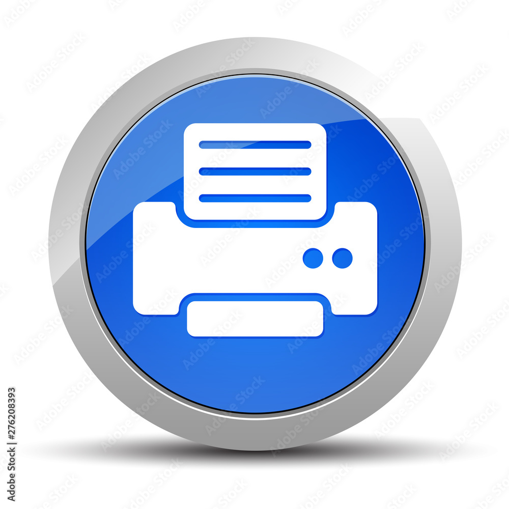 Printer icon blue round button illustration Printer icon blue round button illustration