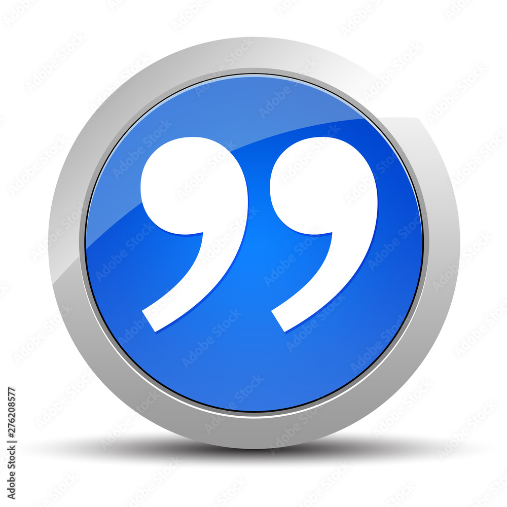 Quote icon blue round button illustration Quote icon blue round button illustration