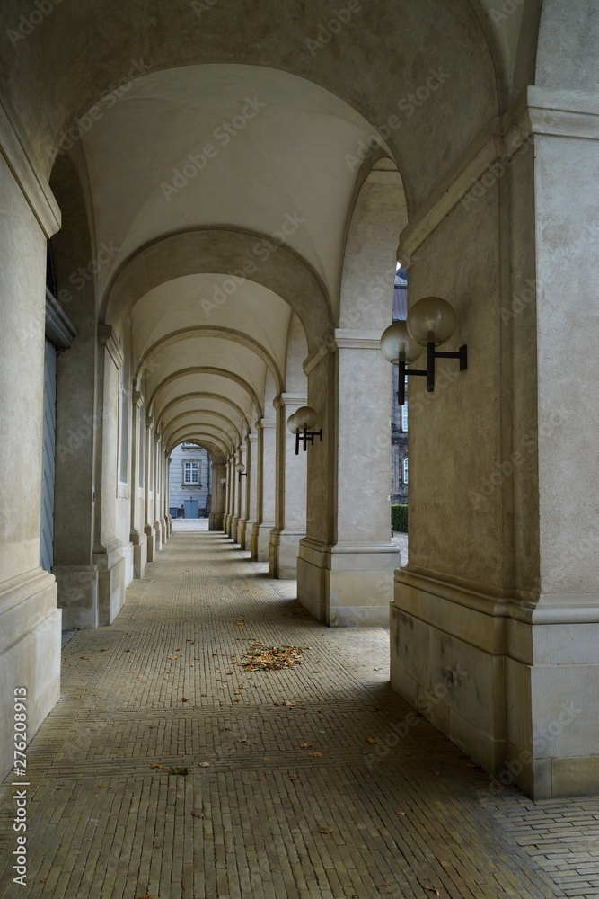 Fototapeta premium Covered passage around the inner yard of Christiansborg Palace