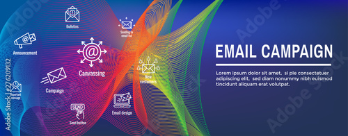 Email marketing campaigns icon set - web header banner