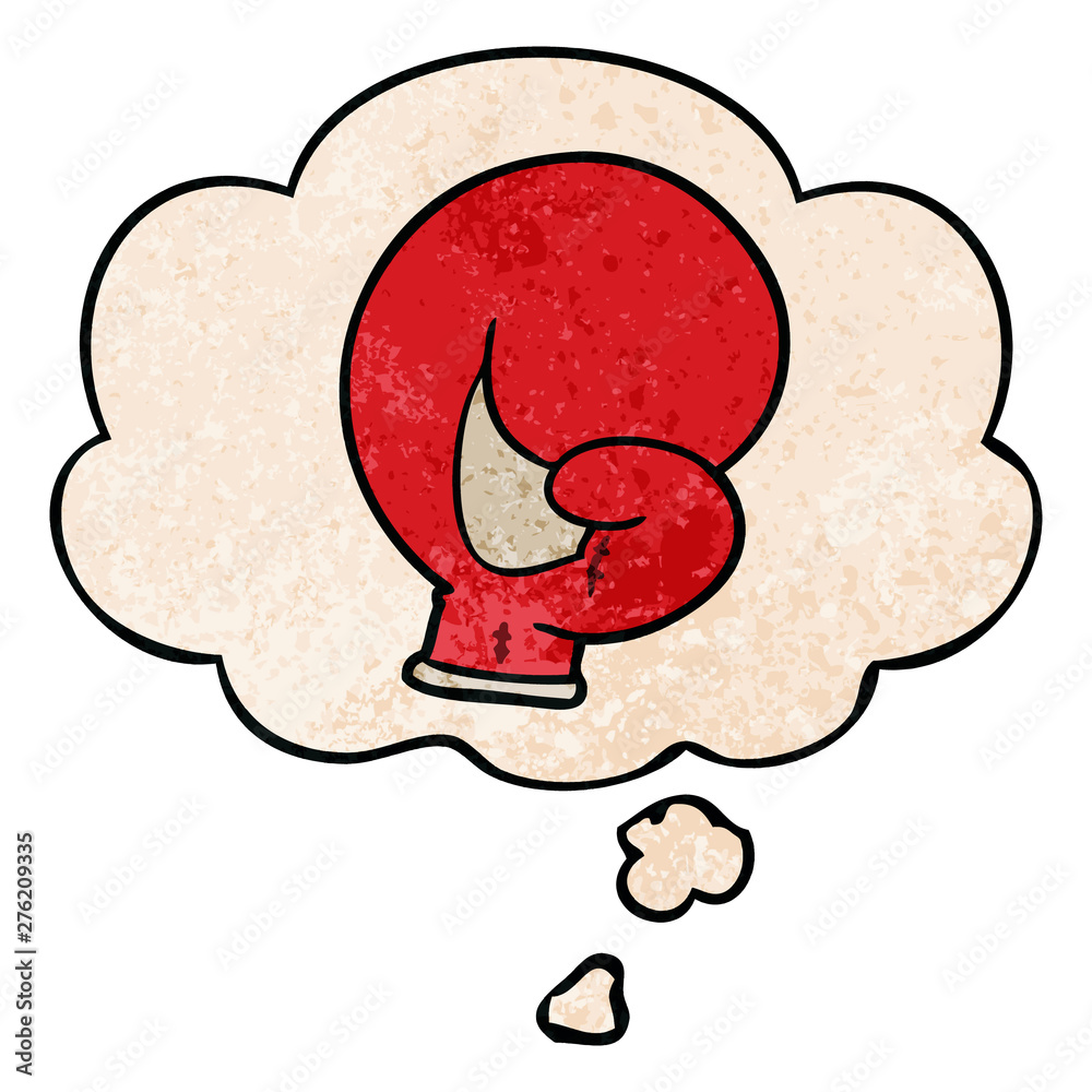 Obraz premium boxing glove cartoon and thought bubble in grunge texture pattern style