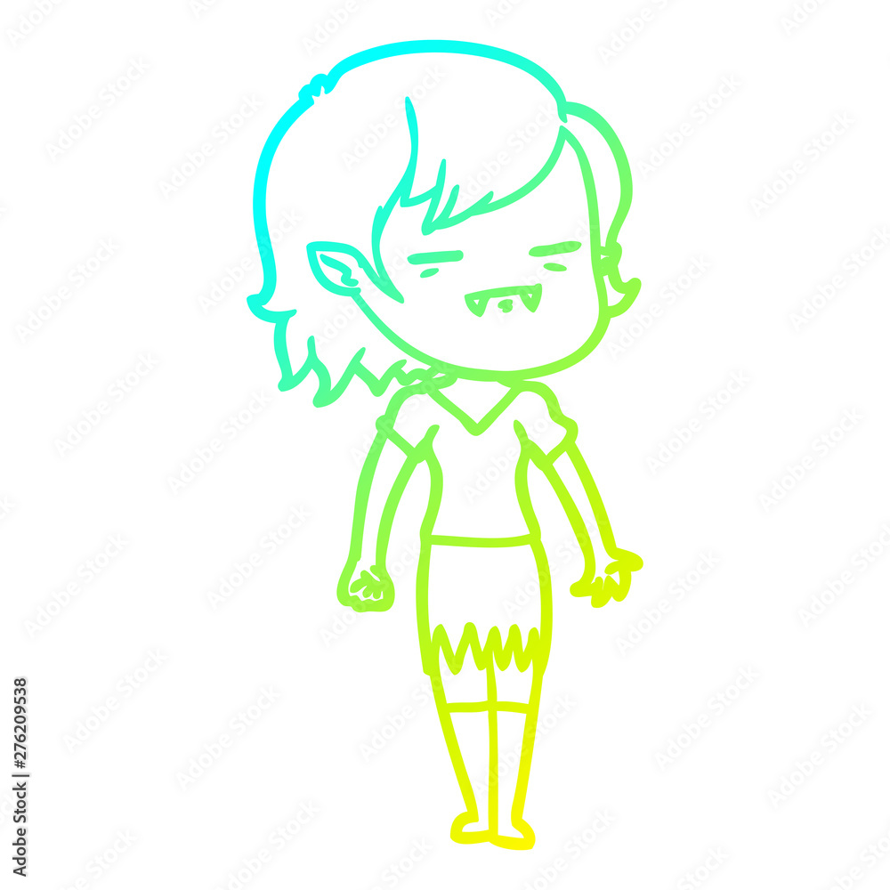 cold gradient line drawing cartoon undead vampire girl cold gradient line drawing cartoon undead vampire girl