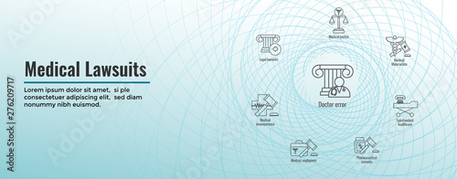 Medical Lawsuits Icon Set and Web Header Banner