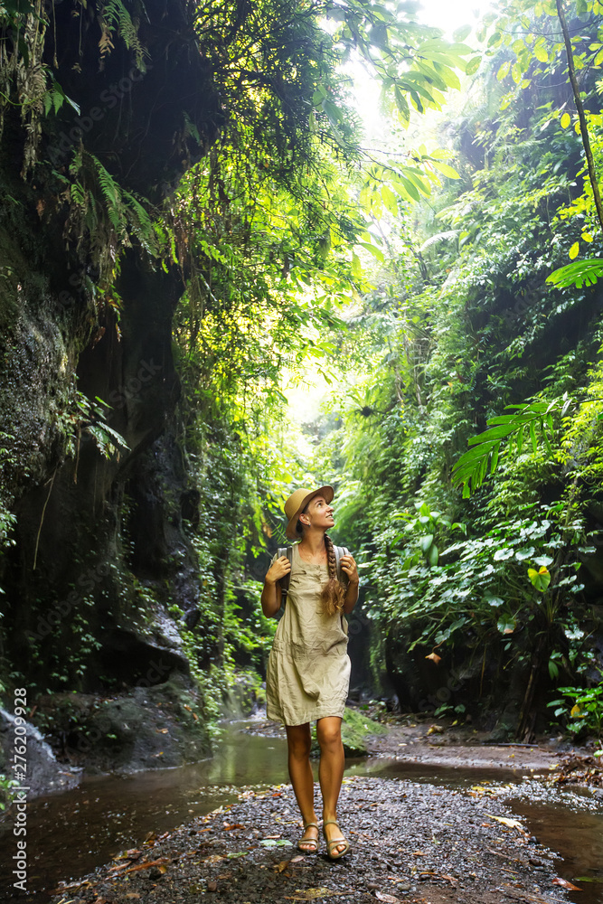 Woman in jungle on Bali, Indonesia 