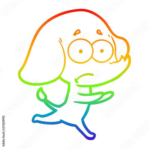 rainbow gradient line drawing cartoon unsure elephant running away