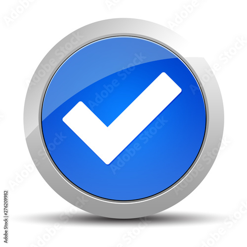 Tick mark icon blue round button illustration