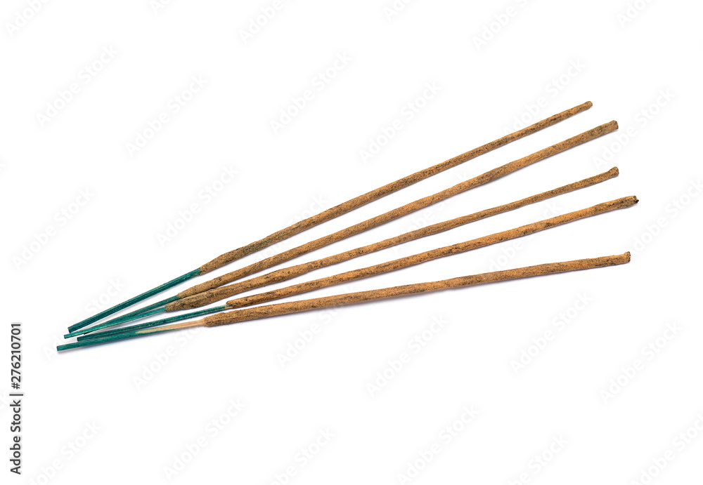 Close-up some aroma Indian Sticks isolated on white Background Close-up some aroma Indian Sticks isolated on white Background