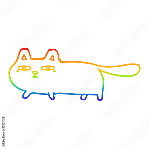 rainbow gradient line drawing cartoon sly cat