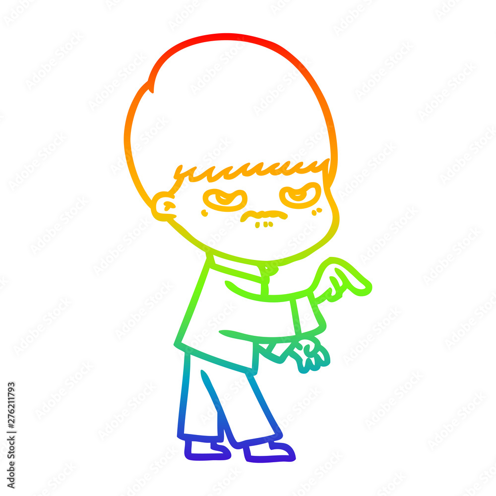 rainbow gradient line drawing annoyed cartoon boy rainbow gradient line drawing annoyed cartoon boy