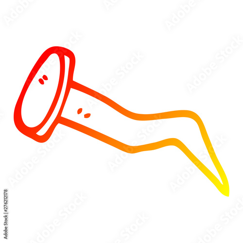 warm gradient line drawing cartoon bent iron nail